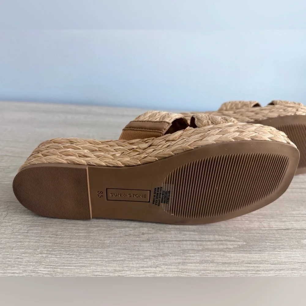 Sun + Stone Women's Olinkaa Woven Slide Espadrille Wedge Sandals Size 8.5